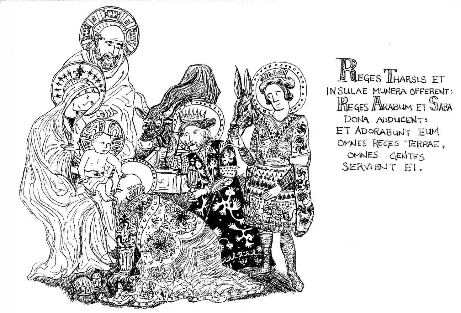 Christmas Card 2011; The Adoration of the Magi; Ink