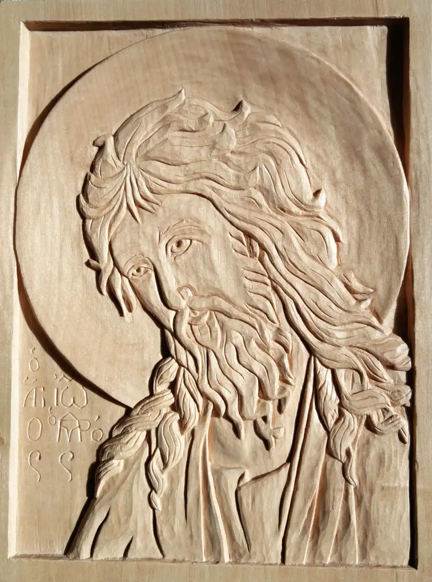 St. John the Baptist; I completed [Jonathan Pageau](https://www.thesymbolicworld.com/)'s excellent [woodcarving course](https://jonathanpageau.thinkific.com/).; Limewood